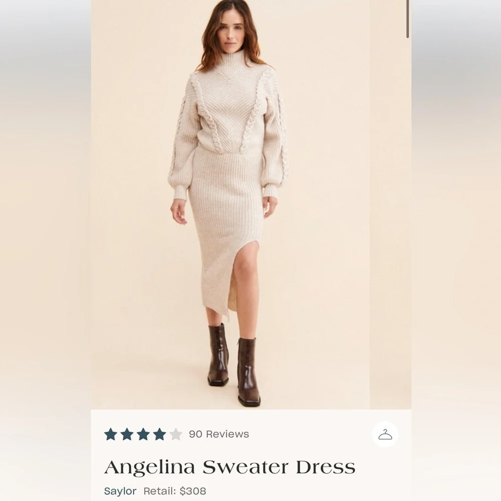Saylor Cream Cable Knit Angelina Sweater Dress - Picture 15 of 15